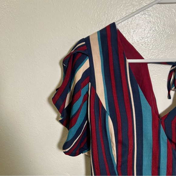 Band of Gypsies Blouse Striped Peplum Red Blue Stripes S - Picture 4 of 10
